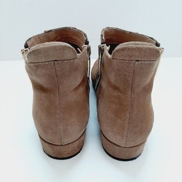 RUSSELL & BROMLEY Suede Ankle Boots Low Heel Side Zippers Beige Sz 7.5 - Picture 7 of 11